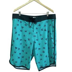 Billabong Mens 36 Palm Tree Swim Board Shorts Quick Dry 4-Way Stretch Green